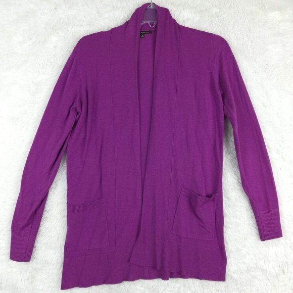 Staccato Womens Sweater Cardigan Open Purple Knit Long‎ Sleeve Lightweight Small - Picture 1 of 12